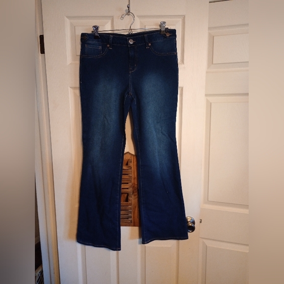 AB Denim Pants - Classic AB Denim Blue Flared Leg Women's Jeans Size 14